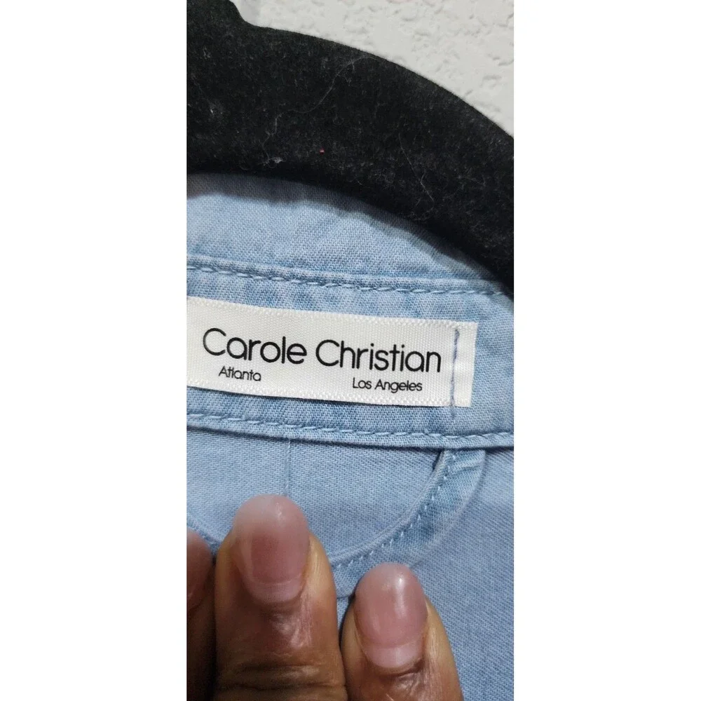 Carole Christian Womens Puff Sleeve Cinched Waist Dress Size L